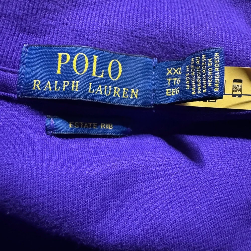 Polo Ralph Lauren Estate Rib Mens XXL Purple Quarter Zip Pullover XXlarge NWT